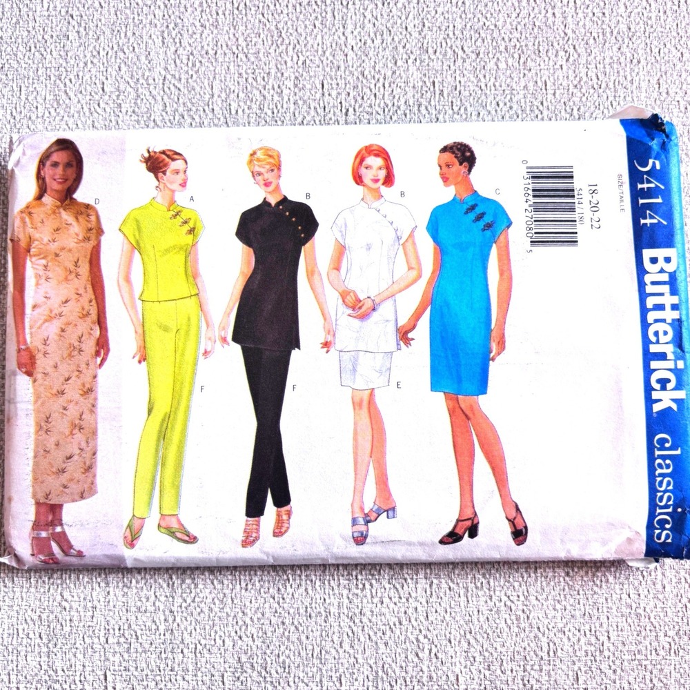 Butterick 5414 Mandarin Cheongsam Qipao Inspired Capsule 18-22 Dress Skirt Pants